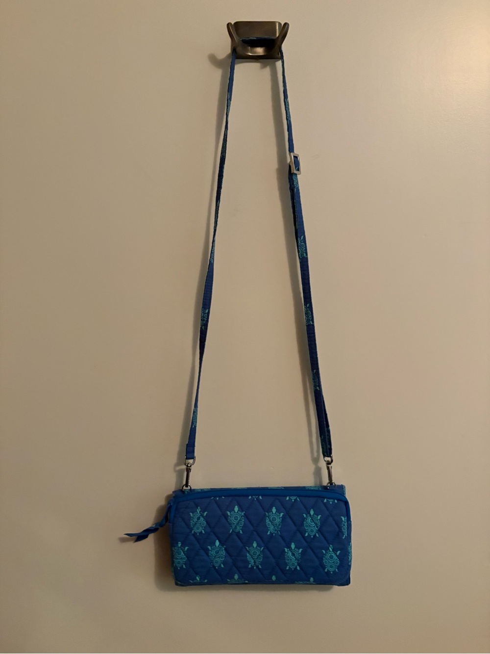 Vera Bradley Blue Quilted Crossbody Wallet with Teal Accents